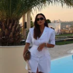 Linen White Blazer Dress with Belt - Image 4