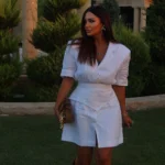 Linen White Blazer Dress with Belt
