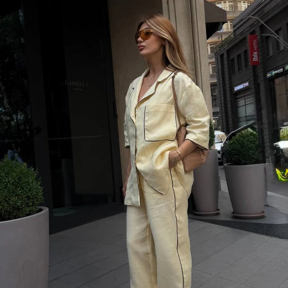 5278293861241396212 Linen Yellow set - Image 1