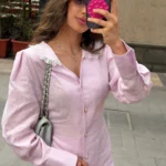 Linen Long Skirt & Shirt Rose - Image 5