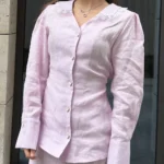 Linen Long Skirt & Shirt Rose - Image 2